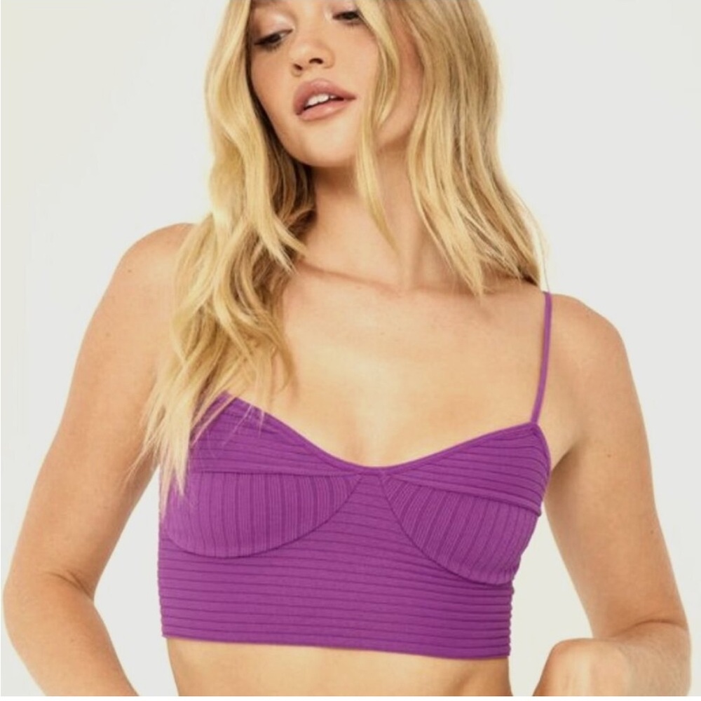 Garage Vibrant Purple Ribbed Bandeau